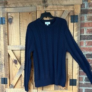 Goodfellow Mens Cable Knit Sweater Pullover Navy Blue S-SM Crew Neck like new